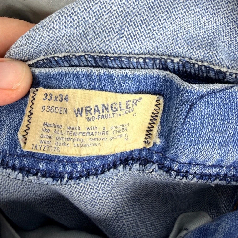 Vintage Wrangler Cowboy Cut Jeans Mens Blue Straight Leg Western Denim Pants